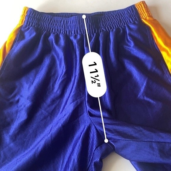 Nike Basketball Long Shorts Men's size Small drawstring pockets blue gold Gym - Picture 10 of 10